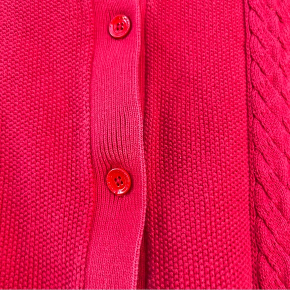 Lacoste 🐊 red cable knit  long sleeve button down cardigan sweater. - Picture 9 of 11